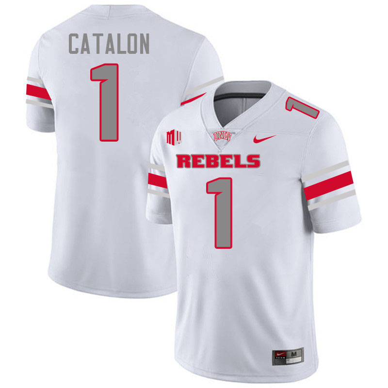 UNLV Rebels #1 Jalen Catalon Jersey Football College Uniforms,Apparels-White